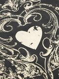 Vintage Heart Print Off Shoulder Long Sleeve Tee - HouseofHalley