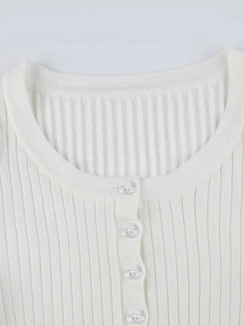 Solid Breasted Ribbed Long Sleeve Knit - HouseofHalley