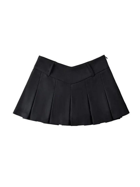 V Cut Pleated Micro Mini Skirt - HouseofHalley