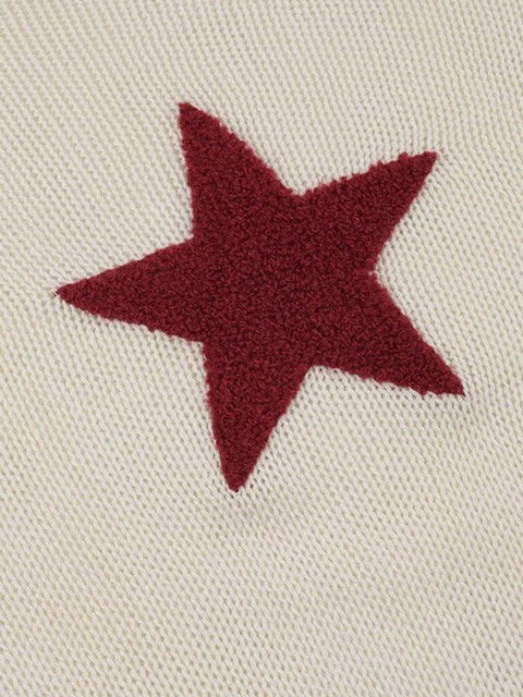 Star Crochet Knit Cropped Sweater - HouseofHalley
