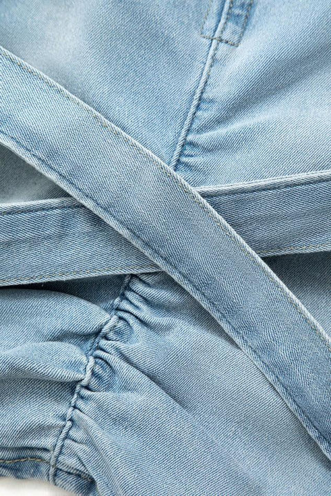 V-waist Buckle Flap Pocket Denim Cargo Skirt - HouseofHalley