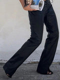 Tie Front Split Pu Leather Pants - HouseofHalley