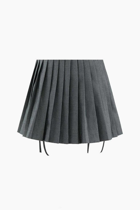 Tie Detail Pleated Mini Skirt - HouseofHalley