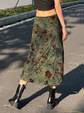 Mesh Lining Vintage Floral Midi Skirt - HouseofHalley
