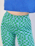 Psychedelic Checkerboard Print Wide-Leg Pants - HouseofHalley
