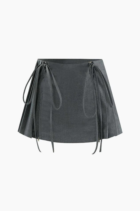Tie Detail Pleated Mini Skirt - HouseofHalley
