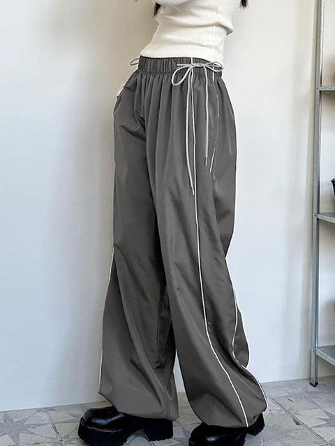 Low Rise Striped Loose-Fit Wide-Leg Sweatpants - HouseofHalley