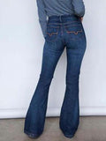 Mid Waist Embroidered Flared Jeans - HouseofHalley
