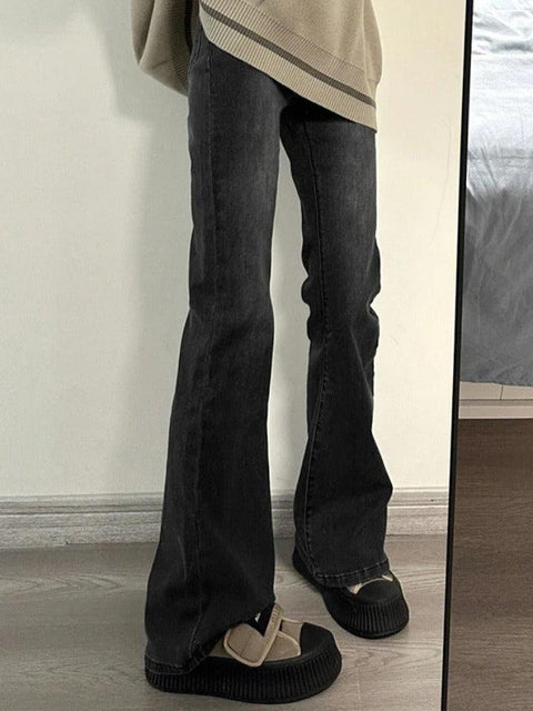 Washed High Rise Slim Flare Jeans - HouseofHalley