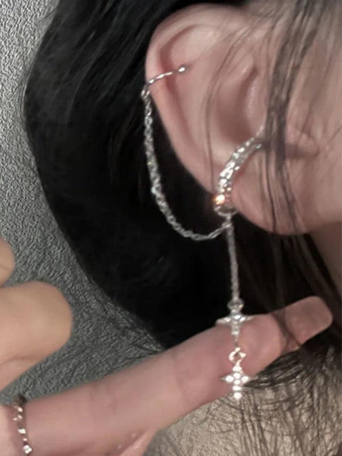 Shiny Star Pendant Chain Link Cuff Earring - HouseofHalley