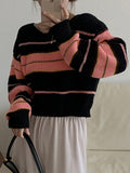 Stripe Splice Short Sweater - HouseofHalley