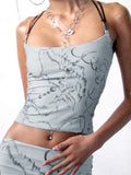 Abstract Print Buckle Strap Cami Top