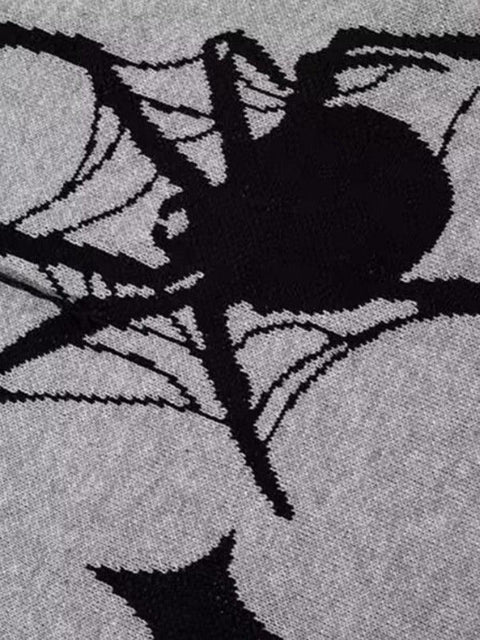 Spider Jacquard Tattered Hem Sweater - HouseofHalley