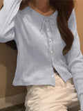 Solid Tie Front Bow Breasted Long Sleeve Knit - HouseofHalley
