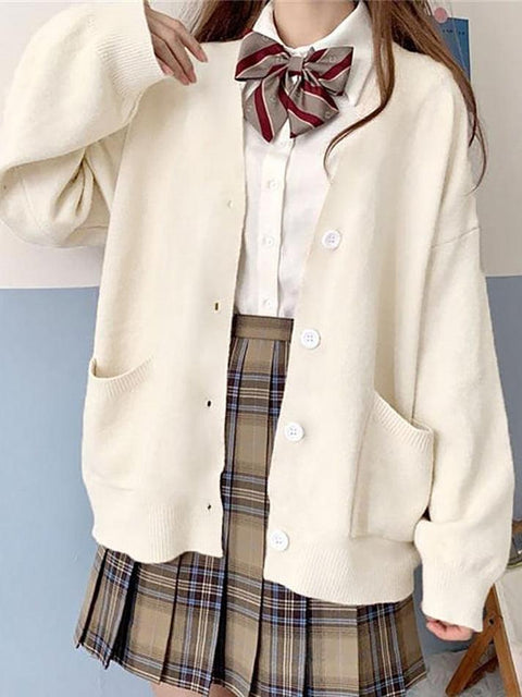 V-Neck Plain Cardigan - HouseofHalley