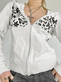 Butterfly Print Zip Up Oversized Hoodie - HouseofHalley