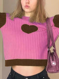 Knit Heart Print Slim Sweater - HouseofHalley