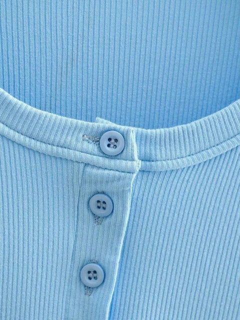 Asymmetric Button Front Knit Crop Top - HouseofHalley