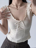 V-Neck Ruffled-Trim Bow Accent Tank Top - HouseofHalley