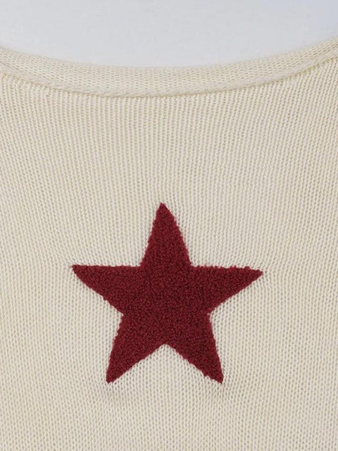 Star Crochet Knit Cropped Sweater - HouseofHalley