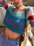 Color Block Crochet Knit Crop Top - HouseofHalley