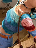 Color Block Crochet Knit Crop Top - HouseofHalley
