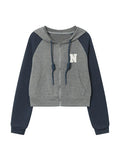Color Block Splice Letter Embroidery Embellished Oversized Hoodie - HouseofHalley