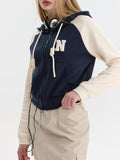 Color Block Splice Letter Embroidery Embellished Oversized Hoodie - HouseofHalley