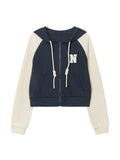 Color Block Splice Letter Embroidery Embellished Oversized Hoodie - HouseofHalley