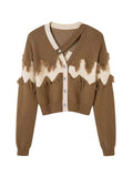 Color Block Tassel Splice Cardigan
