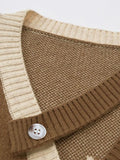 Color Block Tassel Splice Cardigan