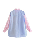 Colorful Pinstripe Splice Baggy Long Sleeve Blouse - HouseofHalley