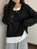 Contrast Color Fake Two Piece Long Sleeve Knit - HouseofHalley
