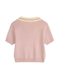 Contrast Color Polo Neck Short Sleeve Knit - HouseofHalley
