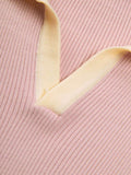 Contrast Color Polo Neck Short Sleeve Knit - HouseofHalley