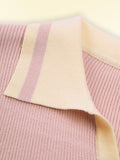 Contrast Color Polo Neck Short Sleeve Knit - HouseofHalley