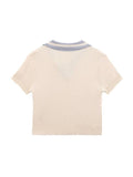 Contrast Color Polo Neck Short Sleeve Knit - HouseofHalley