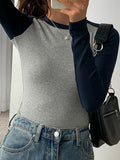 Contrast Color Raglan Slim Long Sleeve Knit - HouseofHalley