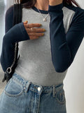 Contrast Color Raglan Slim Long Sleeve Knit - HouseofHalley