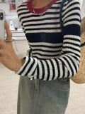 Contrast Color Stripe Slim Long Sleeve Knit - HouseofHalley