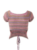 Contrast Color Stripped Square Neck Knit Top - HouseofHalley
