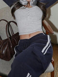Contrast Color V Neck Long Sleeve Tee - HouseofHalley