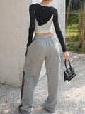 Contrast Color V Neck Long Sleeve Tee - HouseofHalley