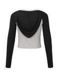 Contrast Color V Neck Long Sleeve Tee - HouseofHalley