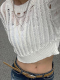 Cutout Pull Over Crop Long Sleeve Knit - HouseofHalley