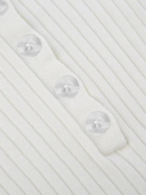 Solid Breasted Ribbed Long Sleeve Knit - HouseofHalley