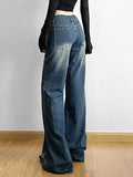 Low Waist Star Applique Washed Straight-Fit Wide-Leg Jeans - HouseofHalley