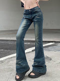 Low Waist Washed Slim-Fit Boot-Cut Jeans - HouseofHalley