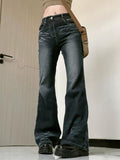 Low Rise Washed Slim-Fit Boot-Cut Jeans - HouseofHalley