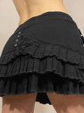 Tiered Pleated Denim Mini Skirt - HouseofHalley